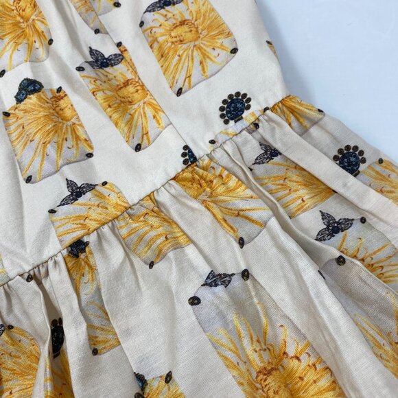 Agua by Agua Bendita Lima Cream Yellow Linen Blend Dress Large New - Picture 5 of 10